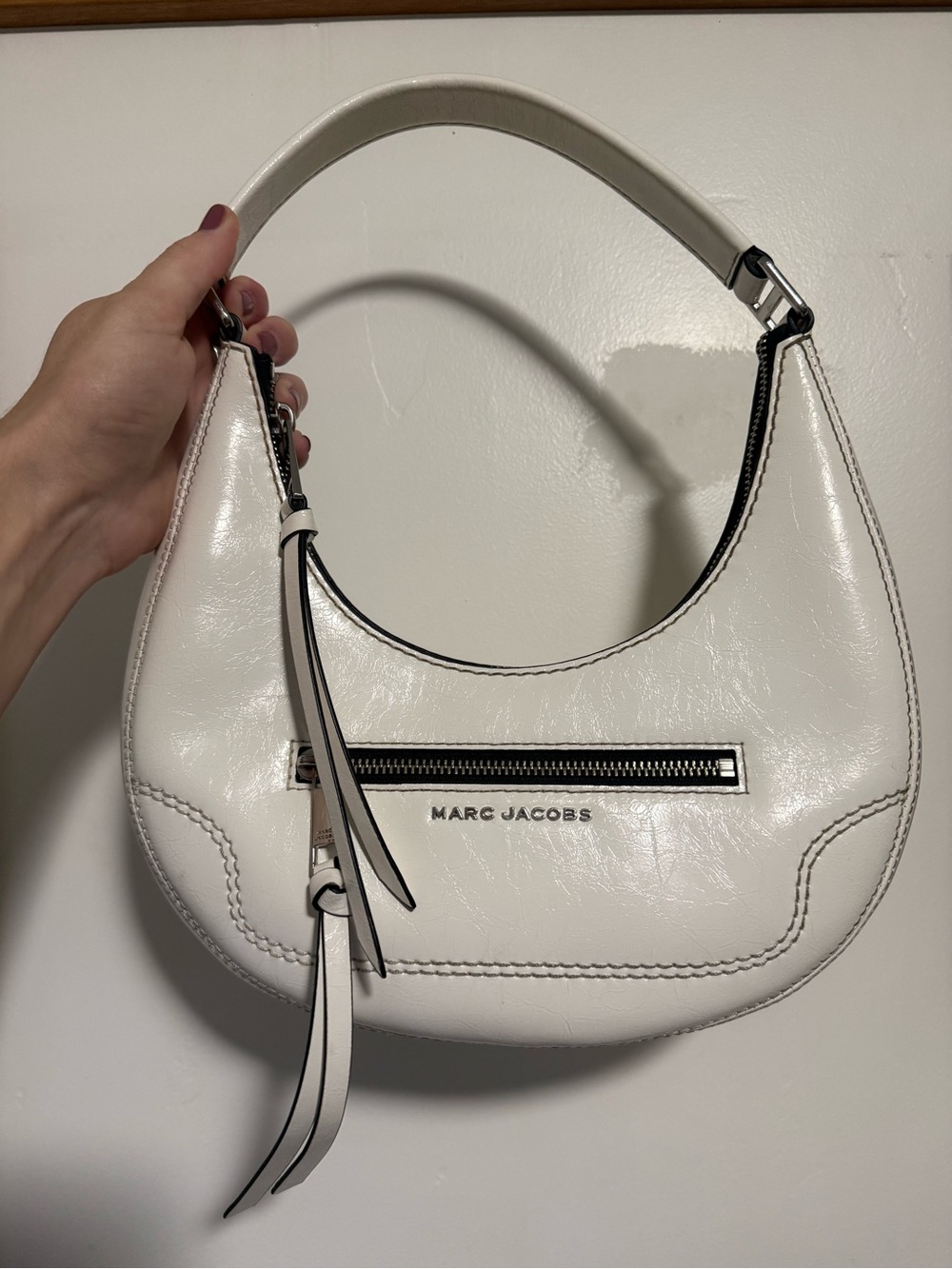 Marc Jacobs White Shoulder Bag with Black Trim